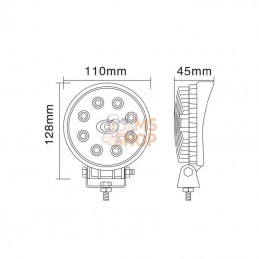 LA10026; KRAMP; Phare de travail LED rond 24W 1920lm longue portée; pièce detachée