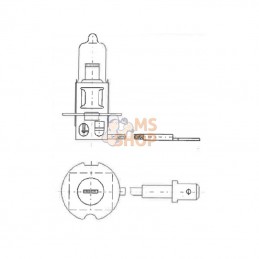 B12455; KRAMP; Ampoule 12 V 100 W P22s H3 Rally; pièce detachée