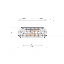 LA30155IND; KRAMP; Feu de position LED, avec indicateur de direction, rectangulaire, 12-24 V, 115,3x41,3x20 mm, Kramp; pièce det