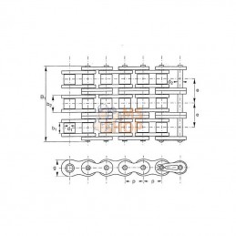 KT38732; REX PRO; Chaîne à rouleaux triple 06B3; pièce detachée