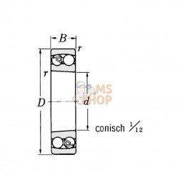 75001209K; SKF; Roulement à billes à alignement automatique 45x85x19 mm, 1209EKTN9 SKF; pièce detachée