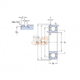 75006004ZZNR; SKF; Roulement à billes à gorge profonde 20x46,3x12 mm, 60042ZNR SKF; pièce detachée