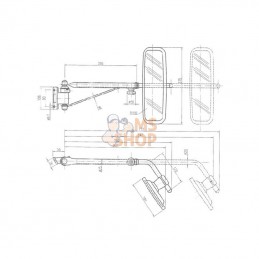 CA6396001; SMAT NORD; Rétroviseur avec bras télescopique G. 375x187 EA80 Ø20; pièce detachée