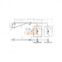 CA6395001; SMAT NORD; Rétroviseur avec bras télescopique G. 235x180 EA80 Ø20; pièce detachée