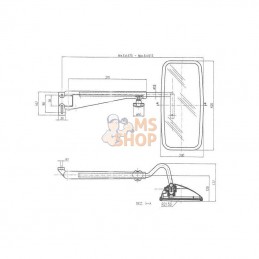 CA6400001; SMAT NORD; Rétroviseur avec bras télescopique G. 420x200 EA65 Ø18; pièce detachée