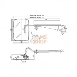 CA6399001; SMAT NORD; Rétroviseur avec bras télescopique G. 310x225 EA65 Ø18; pièce detachée