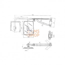 CA6103001; SMAT NORD; Rétroviseur avec bras télescopique G. 235x180 EA40 Ø20; pièce detachée