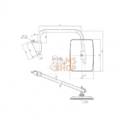 CA6471001; SMAT NORD; Rétroviseur avec bras G. 236x180 EA98 Ø20; pièce detachée
