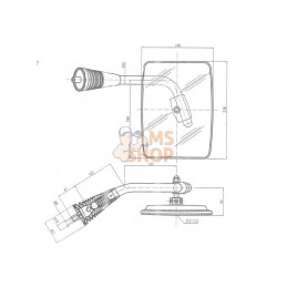 CA6441001; SMAT NORD; Rétroviseur avec bras G. 235x180 M8 Ø20; pièce detachée