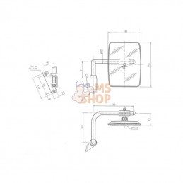 CA6451001; SMAT NORD; Rétroviseur avec bras G. 235x180 EA98 Ø20; pièce detachée