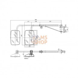 CA6501001; SMAT NORD; Rétroviseur avec bras télescopique G. 244x157 EA85 Ø20; pièce detachée