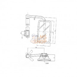 CA6591001; SMAT NORD; Rétroviseur avec bras G. 235x140 EA40 Ø20; pièce detachée