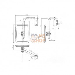 CA6590001; SMAT NORD; Rétroviseur avec bras G. 235x180 EA40 Ø20; pièce detachée