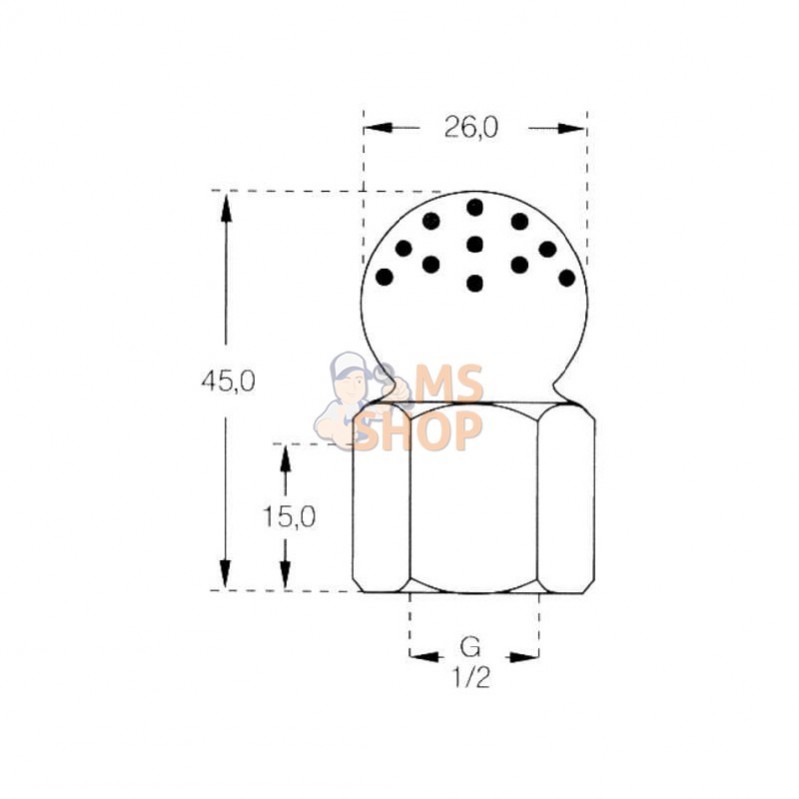 54090916; LECHLER; Porte-buse lave-conteneurs 1/2; pièce detachée