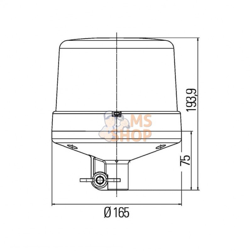 2RL011484011; HELLA; Gyrophare à LED, 10 W, rond, 12-24 V, jaune, monté sur mât, 250 mm, 8 LED, KL7000 Hella; pièce detachée