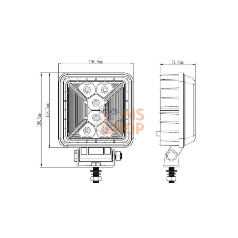 LA10505; KRAMP; Phare de travail X 31W  2400/250 Lumen; pièce detachée