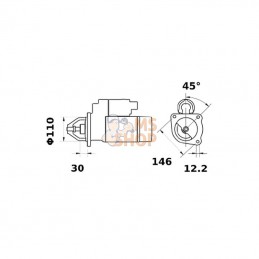 IS1434; MAHLE; Demarreur réducteur 12V 4,2kW 9 dents avec réducteur CW, Mahle; pièce detachée