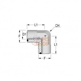 KO16; ALFAGOMMA; Coude ORFS 1" x 1" M/M; pièce detachée