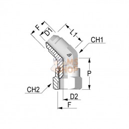 KOU4508; ALFAGOMMA; Coude 45gr femelle x mâle 1/2 UNF; pièce detachée