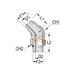 RIU4514; ALFAGOMMA; Coude 45gr mâle x mâle 7/8 UNF; pièce detachée