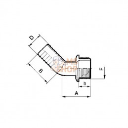 114635; ARAG; Coude 45°+embout 35mm+M 1 1/2"; pièce detachée