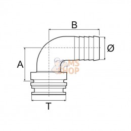 1191638; ARAG; Raccord de tuyau 90° T6 38 mm; pièce detachée