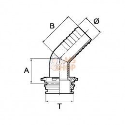 1193640; ARAG; Raccord de tuyau 45° T6M 40 mm; pièce detachée