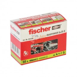 555105P050; FISCHER; Cheville Duopower 5x25 S 50pcs; pièce detachée