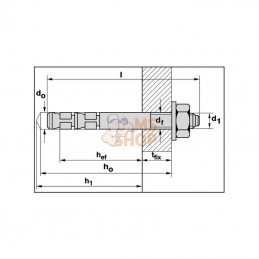 EXA1045; FISCHER; Tige ancrage express M10/45 (10x122) galvanisée; pièce detachée