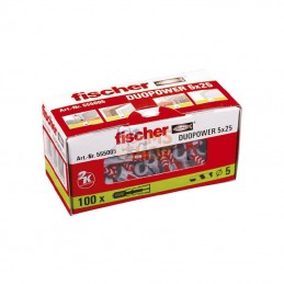 555005P100; FISCHER; Cheville Duopower 5x25 100 pcs; pièce detachée