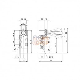 368905; CAMOZZI; Distributeur 5/3 levier manuel; pièce detachée