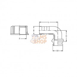 8012402; GEOLINE; Embout 90° 50 mm pour écrou à oreilles 2"; pièce detachée