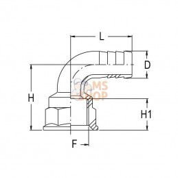 8010202; GEOLINE; Embout 90° 22 mm x 3/4" F; pièce detachée