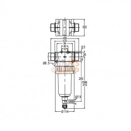 8128005; GEOLINE; Filtre sous pression 1 1/2"M 280 l/min 50 mailles; pièce detachée