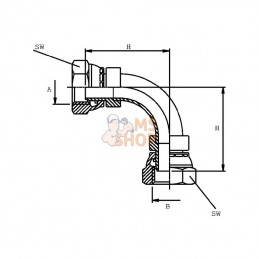 FF9004B; BURNETT & HILLMAN; Adaptateur coude avec 2x ecrou 1/4 BSP; pièce detachée