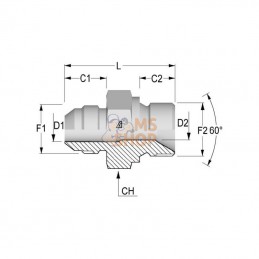 RIB1210; BURNETT & HILLMAN; Adaptateur 3/4 JIC 5/8 BSP; pièce detachée