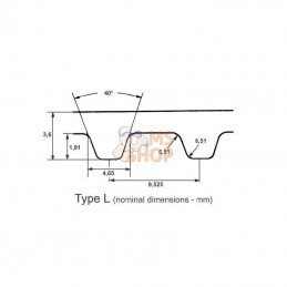 240L050; OPTIBELT; Courroie dentée ZR 64T - 1/2"; pièce detachée