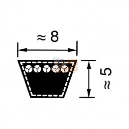 VB8825; OPTIBELT; Courroie trapézoïdale 8x825 Optibelt; pièce detachée