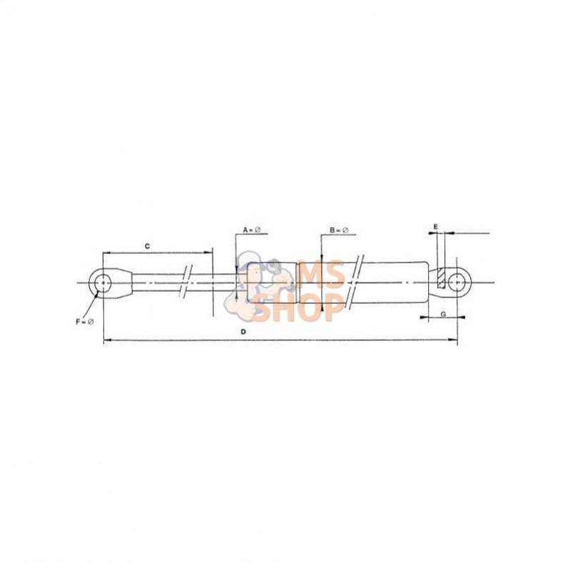 CA3443XG; STABILUS; Vérin à gaz L : 212 mm 400 N; pièce detachée