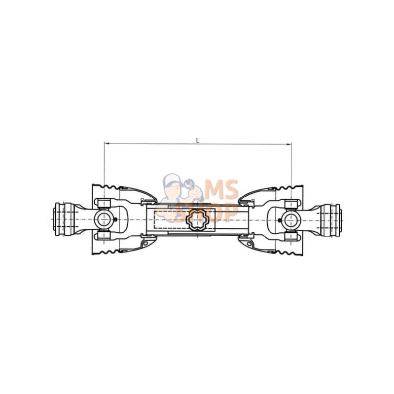 T801010ENC12T46; COMER; Arbre de transmission T80 L : 1010mm, avec limiteur à friction T46, Comer; pièce detachée