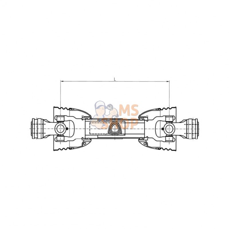 T800610ENC12C12; COMER; Arbre de transmission T80 L : 610mm, avec mâchoire attelage rapide, Comer; pièce detachée