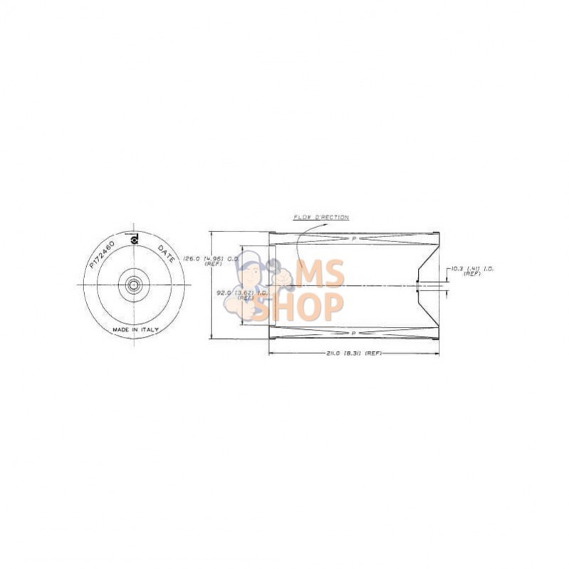 P172460; DONALDSON; Cartouche filtre hydraulique; pièce detachée