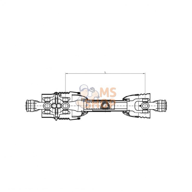 TCVJ601610ENC02C02; COMER; Arbre de transmission grand angle T CvJ 60 L : 1610mm, avec mâchoire attelage rapide, Comer; pièce de