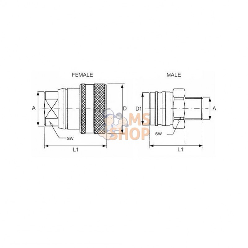 VF91615M; FASTER; Valve de freinage mâle M16x1.5-10L; pièce detachée