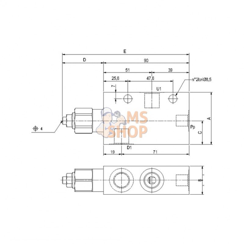 FPO50S12L35; FLUIDPRESS; Contrepoids FPO 50 S 1/2 L 35; pièce detachée