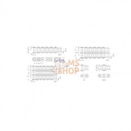 RS12B1SS; TSUBAKI; Chaîne à rouleaux inox 12B1; pièce detachée