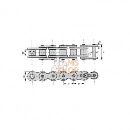 RS120HT; TSUBAKI; Chaîne à rouleaux ASA 120 HT; pièce detachée