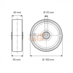 UOO160402058; TENTE; Roue 160 mm; pièce detachée