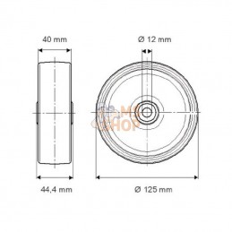 UOO125401244; TENTE; Roue 125 mm; pièce detachée