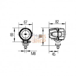 1G0995050051; HELLA; Phare de travail, montage, spot LED Modul 50; pièce detachée